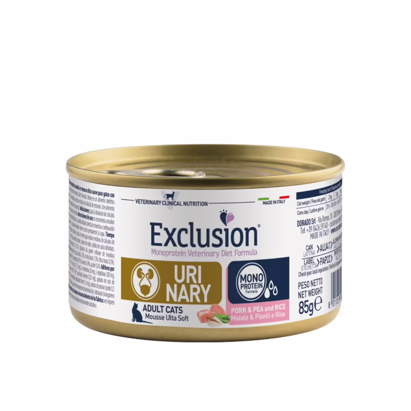 Exclusion Urinary Maiale Piselli e Riso 85gr per Gatti
