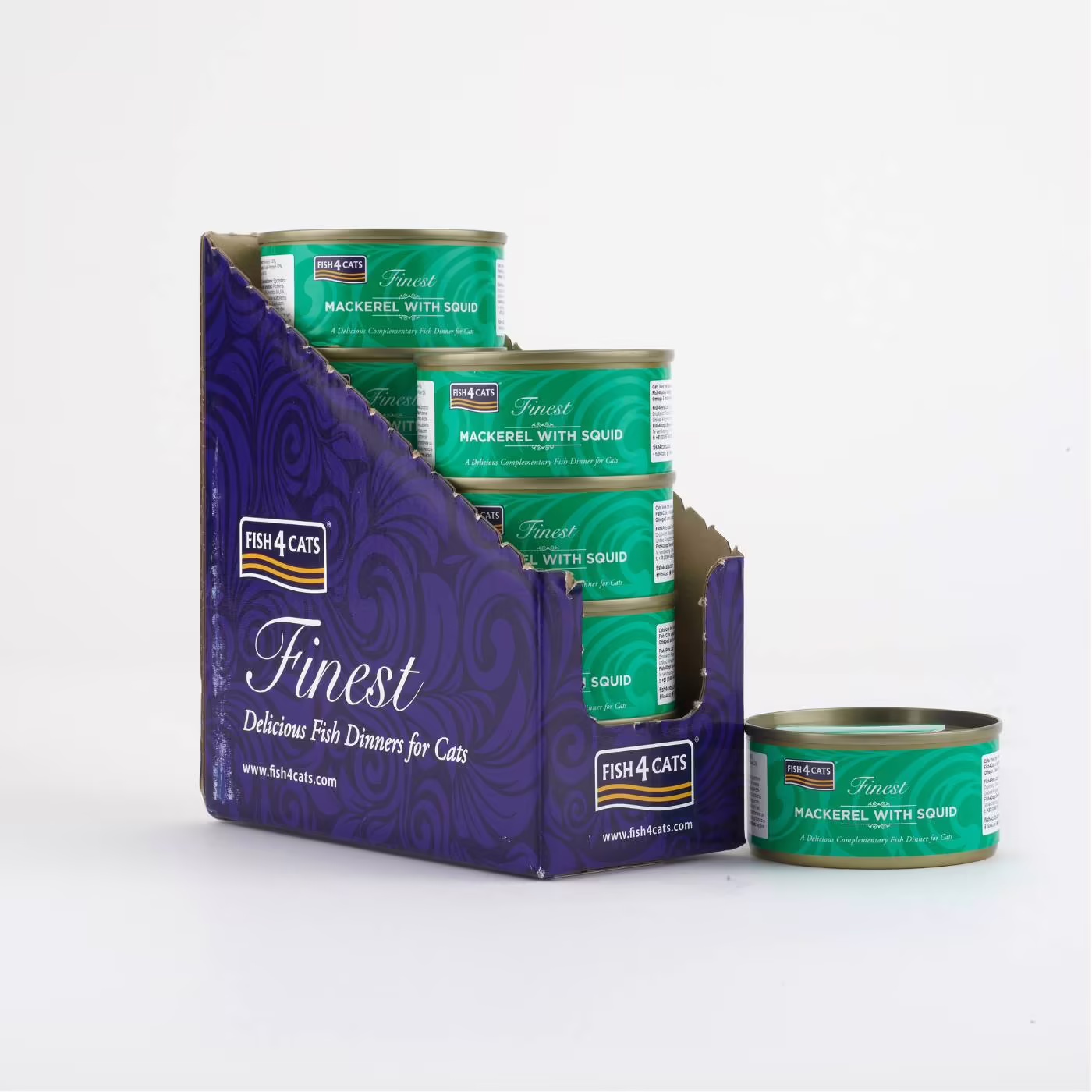 Fish4Cats Finest Filetti di Sgombro con Calamari Umido per Gatti 70 gr