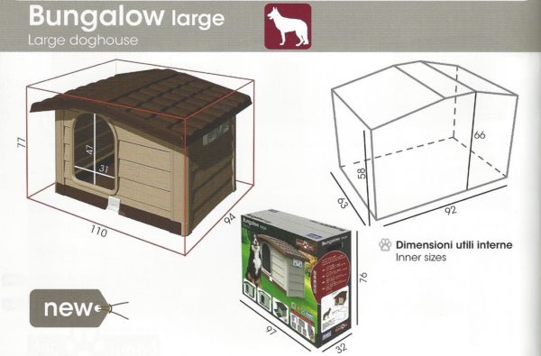Cuccia per Cani da Esterno Bungalow Bama Pet - Dimensioni MISURA GRANDE