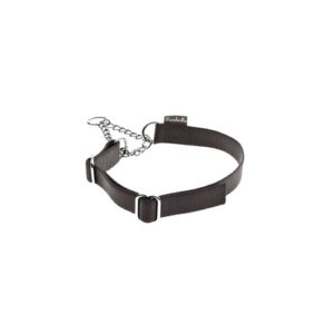 Collare Nylon Nero con Catena Semistrozzo Ferribiella