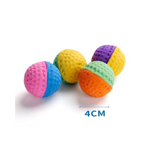 Pallina Giocattolo per Gatti in Spugna D.4cm Colori Misti - Misura