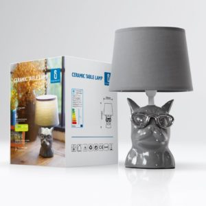 Lampada da Tavolo in Ceramica Cane Grigio