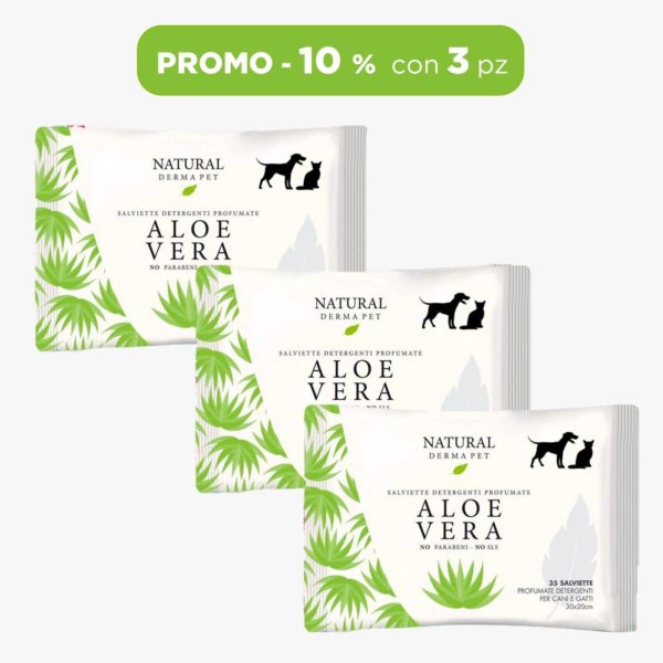 Natural Derma Pet by Derbe Salviette Detergenti per Cani Gatti e Cuccioli Aloe Vera 100% Biodegradabili - immagine 2