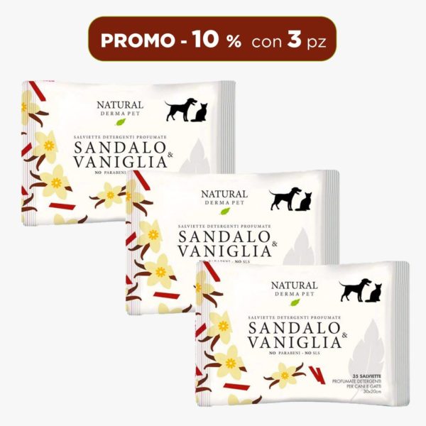 Natural Derma Pet by Derbe Salviette Detergenti per Cani Gatti e Cuccioli Sandalo & Vaniglia 100% Biodegradabili - immagine 2