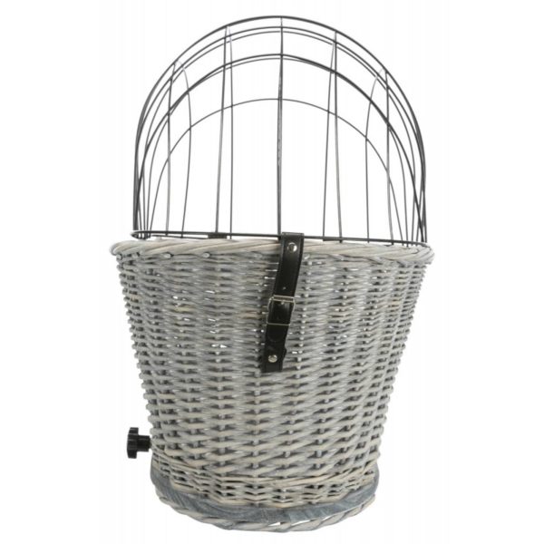 Trixie Cesto Posteriore Bici Vimini Grigio 35x49x55cm - Chiusura regolabile singola