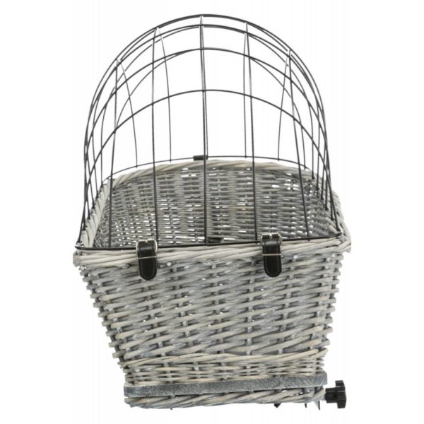 Trixie Cesto Posteriore Bici Vimini Grigio 35x49x55cm - Chiusura regolabile doppia