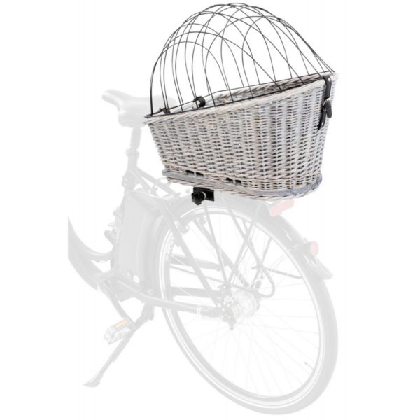 Trixie Cesto Posteriore Bici Vimini Grigio 35x49x55cm - Montaggio sopra portapacchi bici