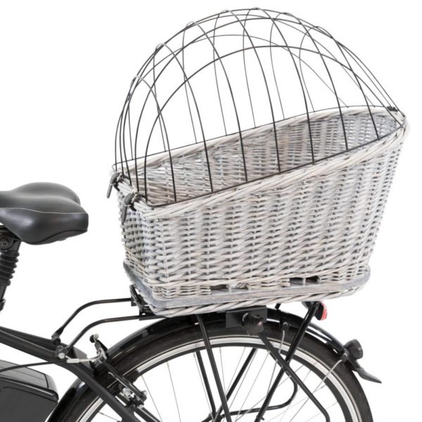 Trixie Cesto Posteriore Bici Vimini Grigio 35x49x55cm - Cestino chiuso