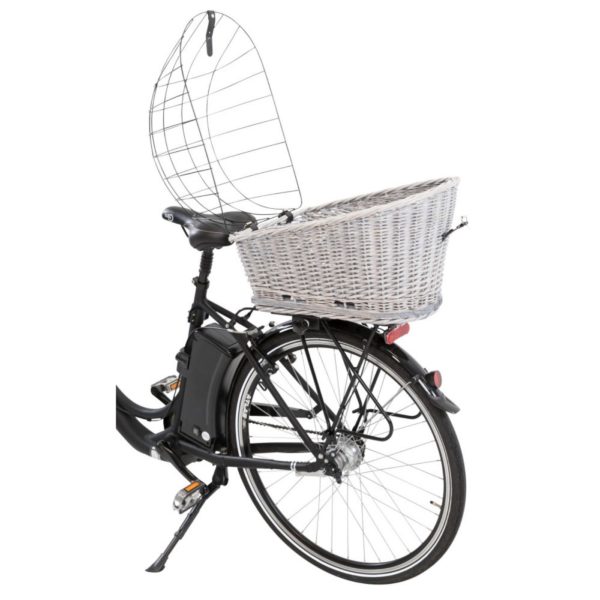 Trixie Cesto Posteriore Bici Vimini Grigio 35x49x55cm - Cestino aperto