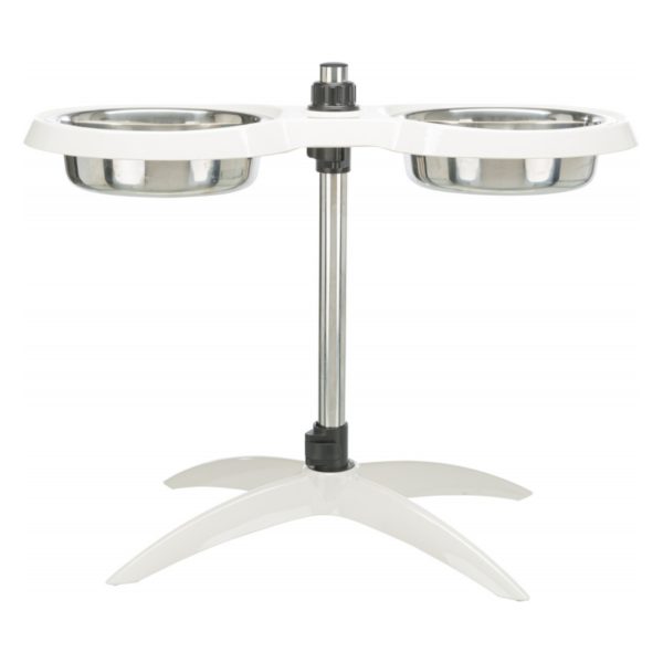 Trixie Bar Alzaciotole per Cani in Melamina/Acciaio Inox 2x1,6L/d.21cm - Regolazione altezza A