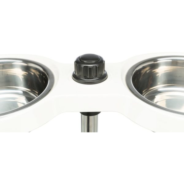 Trixie Bar Alzaciotole per Cani in Melamina/Acciaio Inox 2x1,6L/d.21cm - Manopola fissaggio