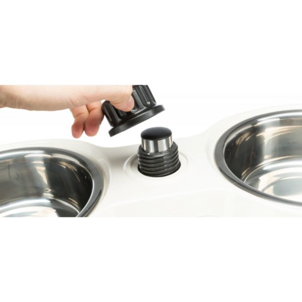 Trixie Bar Alzaciotole per Cani in Melamina/Acciaio Inox 2x1,6L/d.21cm - Sistema fissaggio