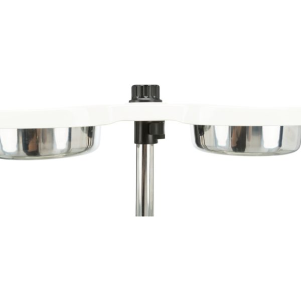 Trixie Bar Alzaciotole per Cani in Melamina/Acciaio Inox 2x1,6L/d.21cm - Leva fissaggio superiore
