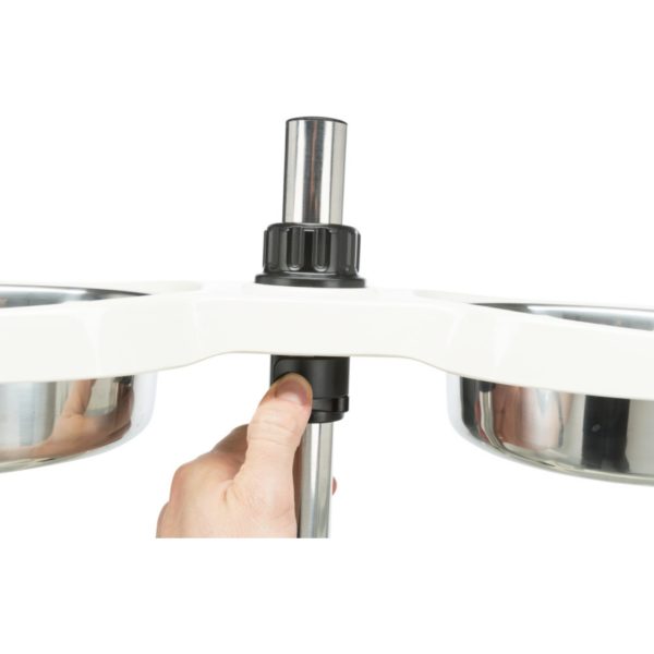 Trixie Bar Alzaciotole per Cani in Melamina/Acciaio Inox 2x1,6L/d.21cm - Fissaggio base ciotole
