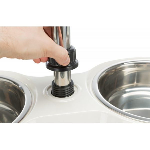 Trixie Bar Alzaciotole per Cani in Melamina/Acciaio Inox 2x1,6L/d.21cm - Fissaggio ciotole