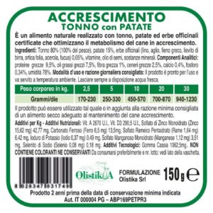 Vet Line Umido Accrescimento Tonno e Patate per Cuccioli Ipoallergenico - Vaschetta 150g indicazioni