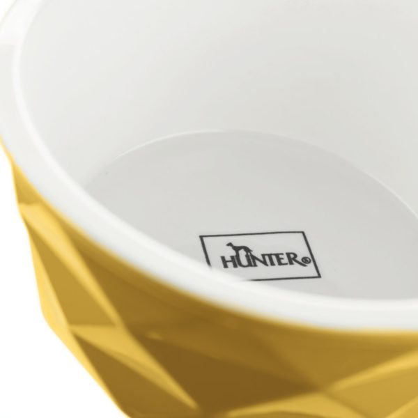 Hunter Ciotola in Ceramica Eiby per Animali Gialla - Interno con Logo Hunter