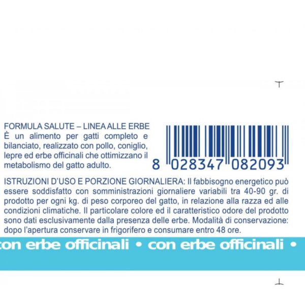 Vet Line Umido Forma Salute Coniglio e Lepre per Gatti 85g - Indicazioni