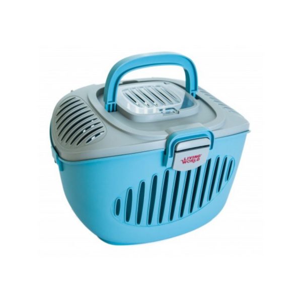 Living World Trasportino per Piccoli Animali Paws2Go in Plastica 36x28x25cm - Variante grigio/azzurro