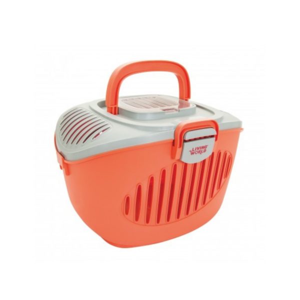 Living World Trasportino per Piccoli Animali Paws2Go in Plastica 36x28x25cm - Variante grigio/salmone