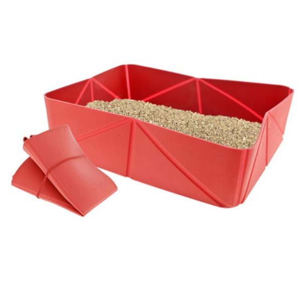 Ferribiella Lettiera Pieghevole da Viaggio per Gatti in Silicone 37x28xh.10cm Rossa