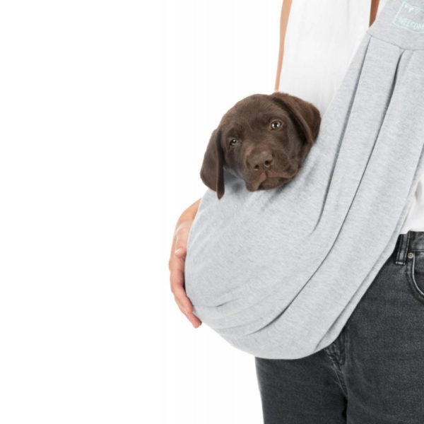 Trixie Borsa frontale Soft Junior Grigio/Menta per Cuccioli e Cani Max 5Kg di Peso - Esempio con cane