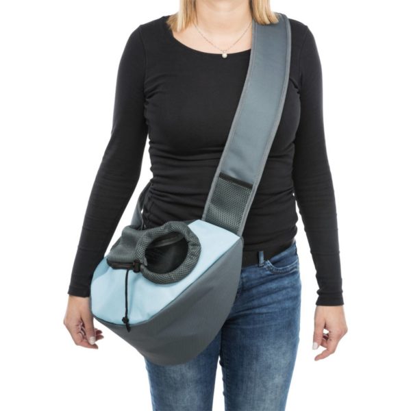Trixie Borsa Frontale Tracolla Sling Grigio/Azzurra per Cani Max 5kg di Peso - Vestibilità