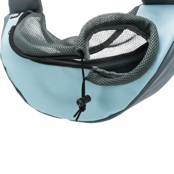 Trixie Borsa Frontale Tracolla Sling Grigio/Azzurra per Cani Max 5kg di Peso - Apertura superiore a zip