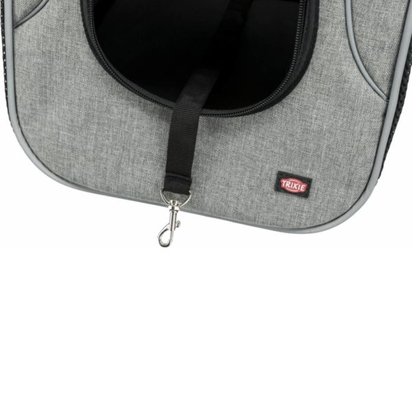 Trixie Borsa Frontale Tracolla Savina Nero/Grigio per Cani Max 10kg di Peso - Guinzaglio interno di sicurezza