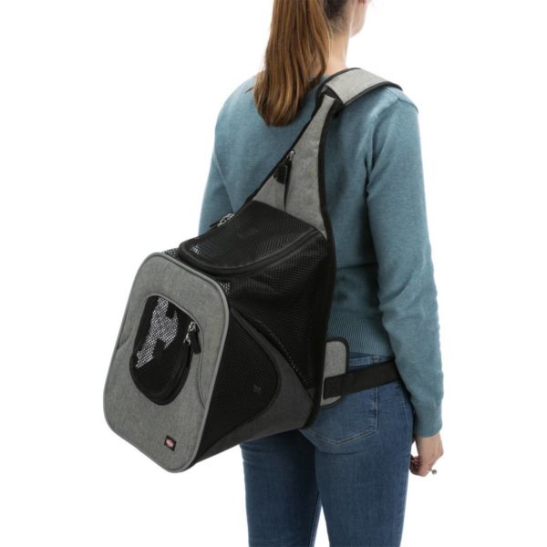 Trixie Borsa Frontale Tracolla Savina Nero/Grigio per Cani Max 10kg di Peso - Vestibilità modalità A
