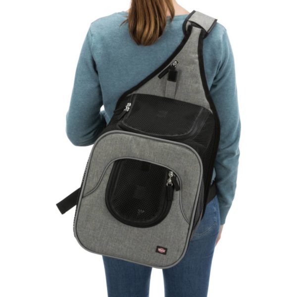 Trixie Borsa Frontale Tracolla Savina Nero/Grigio per Cani Max 10kg di Peso - Vestibilità modalità A panoramica