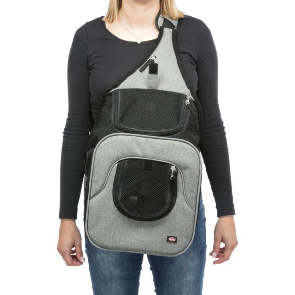 Trixie Borsa Frontale Tracolla Savina Nero/Grigio per Cani Max 10kg di Peso - Vestibilità modalità B