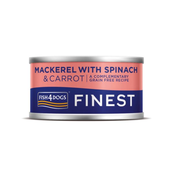 Fish4Dogs Finest Alimento Umido per Cani Sgombro con Carote e Spinaci 85g - Confezione
