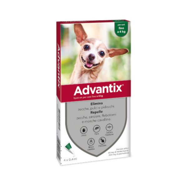 Advantix Spot-On Antiparassitario per Cani 4 Pipette - Taglia fino a 4kg