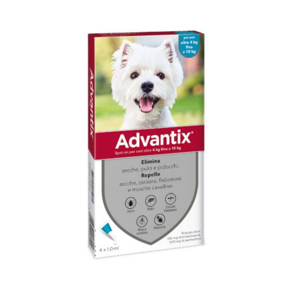 Advantix Spot-On Antiparassitario per Cani 4 Pipette - Taglia 4-10kg.