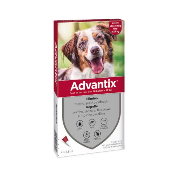 Advantix Spot-On Antiparassitario per Cani 4 Pipette - Taglia 10-25kg.