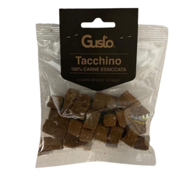 Gusto Snack Cubetti Monoproteici 100% Carne di Tacchino Essicata per Cani 100g