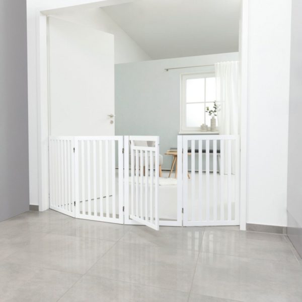 Trixie Cancelletto Recinto per Cani con Porta in Legno Bianco 4 elementi 51xh.81cm - Utilizzo su porta a battenti