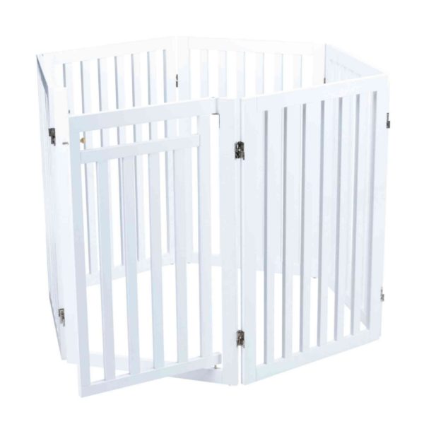 Trixie Cancelletto Recinto per Cani con Porta in Legno Bianco 4 elementi 51xh.81cm - Diverse varianti di utilizzo