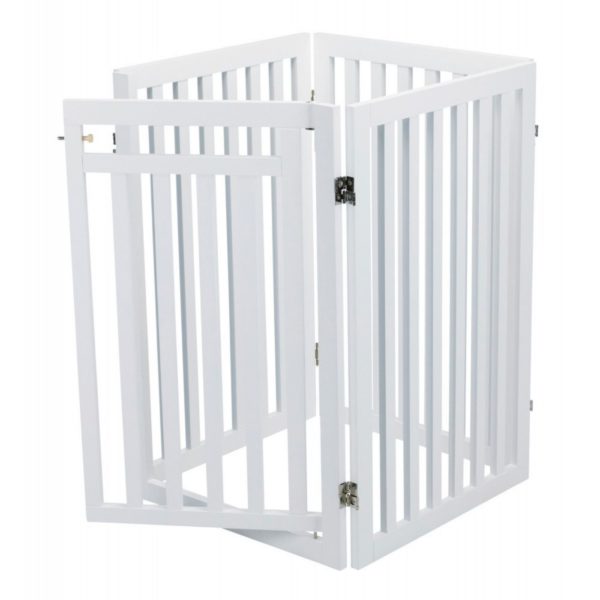 Trixie Cancelletto Recinto per Cani con Porta in Legno Bianco 4 elementi 51xh.81cm - Porta aperta