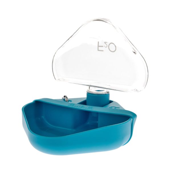 Ferribiella Bottiglia Ciotola da Viaggio F2O per Animali in Plastica Silicone 350ml 14x14x5cm - Panoramica variante azzurra