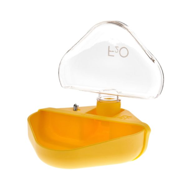 Ferribiella Bottiglia Ciotola da Viaggio F2O per Animali in Plastica Silicone 350ml 14x14x5cm - Panoramica variante gialla