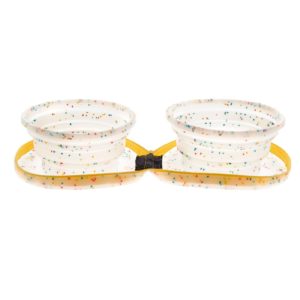 Ferribiella Ciotola Confetti Doppia Compact Pieghevole da Viaggio per Animali in Silicone con Zip chiusa Ø18x4cm 2x350ml