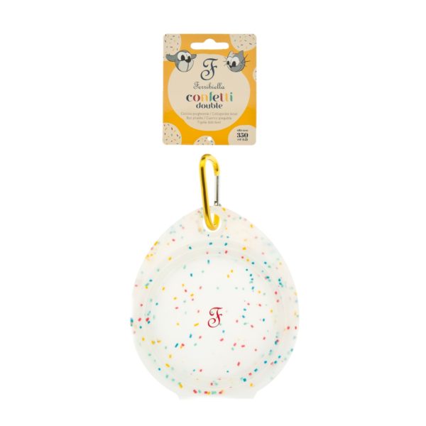 Ferribiella Ciotola Confetti Doppia Pieghevole in Silicone da Viaggio per Animali 2x210ml - Confezione