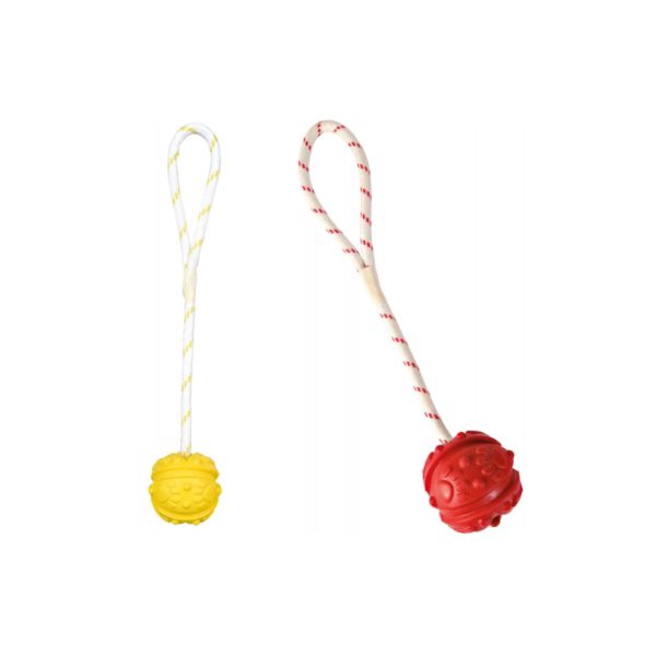 Trixie Acqua Toy Palla in Gomma con Corda Gioco Acquatico Galleggiante per Cani Colori Assortiti
