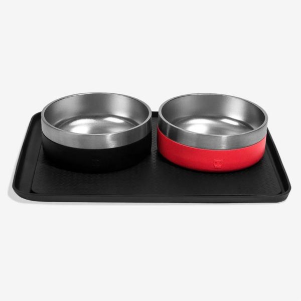 Zee.Dog Zee.Mat Sottociotole Antiformiche 43x33x1,7cm - Variante nero con 2 ciotole