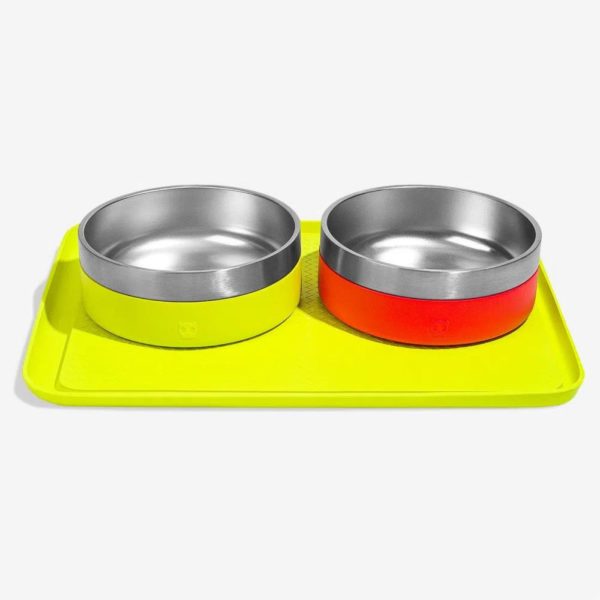 Zee.Dog Zee.Mat Sottociotole Antiformiche 43x33x1,7cm - Variante verde lime con 2 ciotole