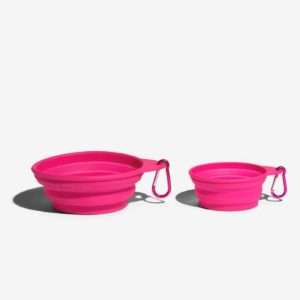 Zee.Dog Go Bowl Ciotola Pieghevole da Viaggio Singola per Animali Rosa