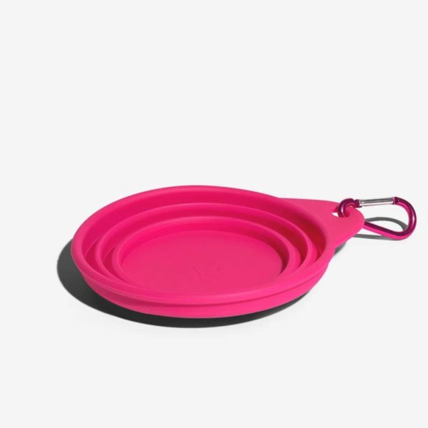 Zee.Dog Go Bowl Ciotola Pieghevole da Viaggio Singola per Animali Rosa - Leggera e non ingombrante