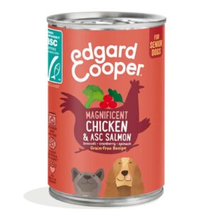Edgard & Cooper Umido per Cani Senior Pollo e Salmone con Broccoli e Mirtilli Rossi e Spinaci 400g